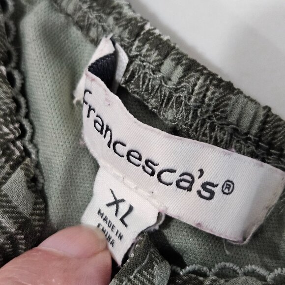 Francesca's Joy Plaid Tiered Maxi Dress XL Green Tie Straps Milk Maid Boho - Picture 7 of 11